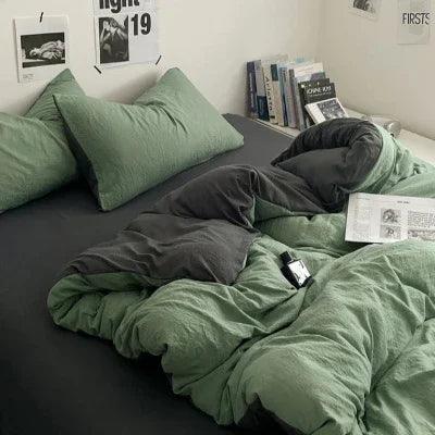 Solid Color Four-piece Set Simple Washed Sanding Duvet Cover EX-STOCK Canada