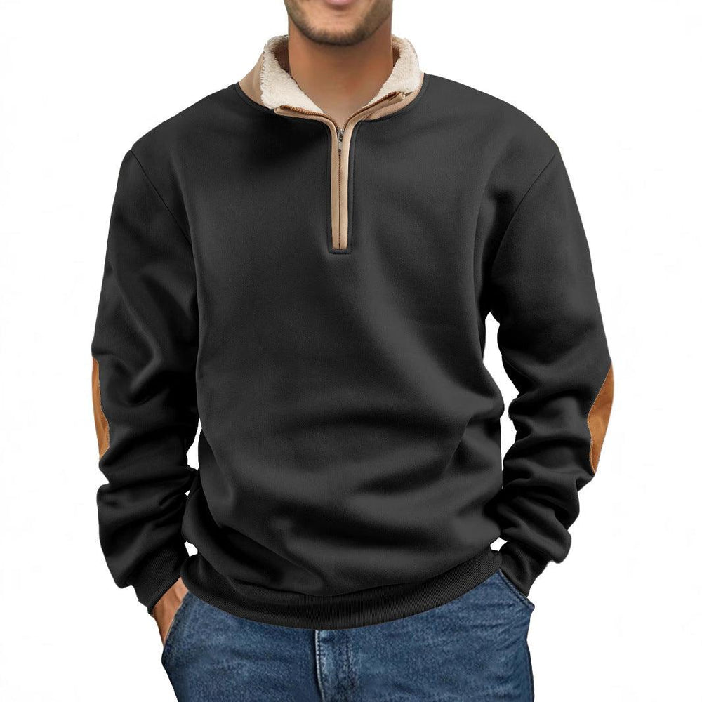 Retro Patchwork Half Cardigan Men's Long-sleeved Sweater EX-STOCK Canada