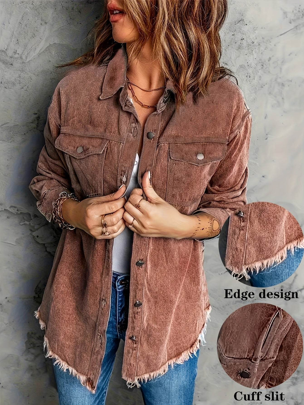 European And American Style Women Retro Washed Denim Jacket Casual With Hem EX-STOCK Canada