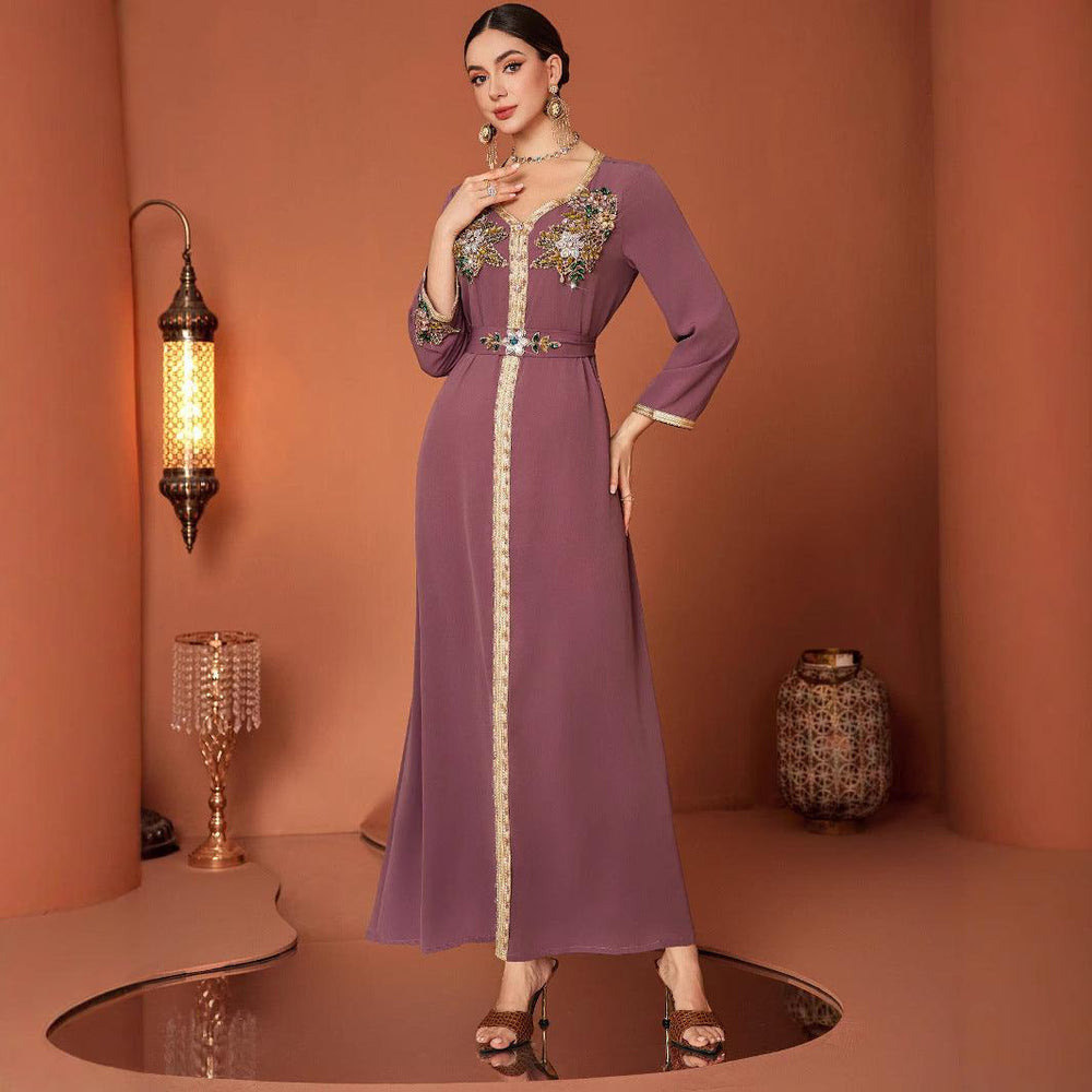 Medio Oriente Abito Musulmano Elegante alla Moda Nuovo Ricamato in Mussolina - EX-STOCK Canada