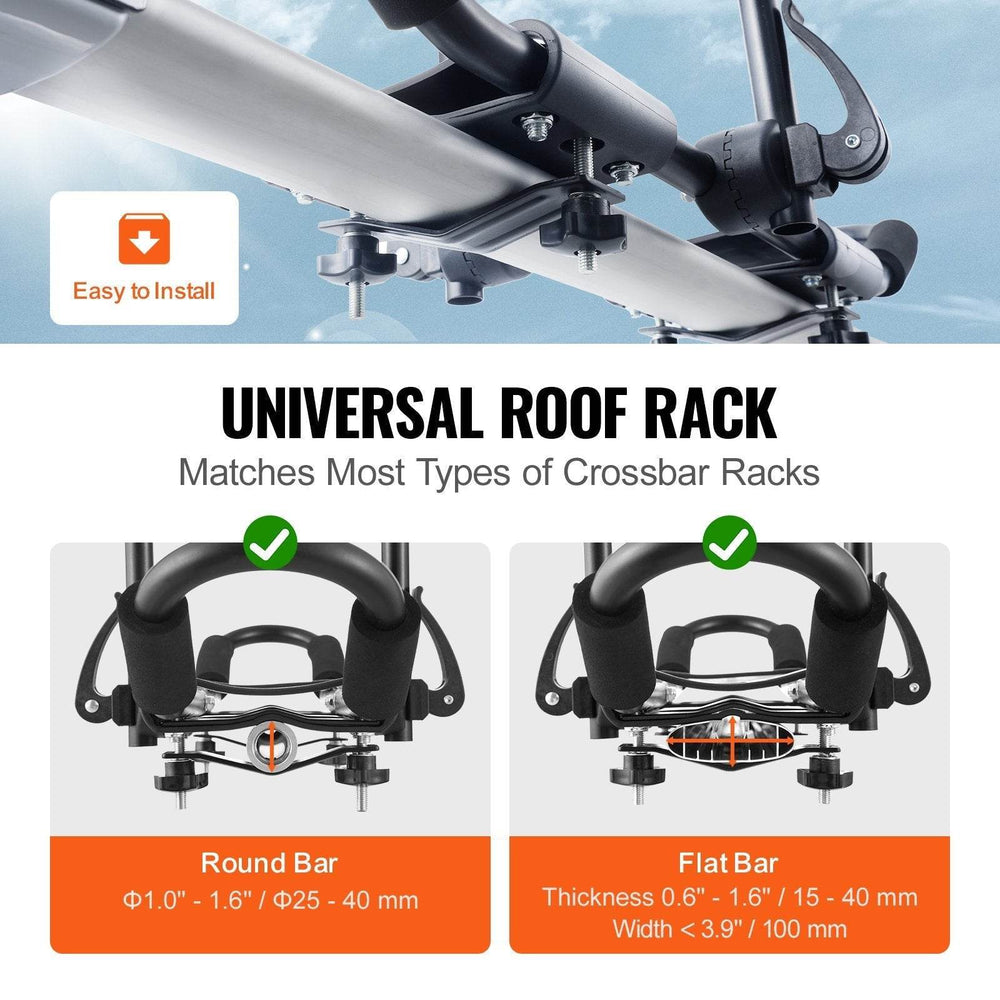 Kayak Roof Rack 1 Pair J-Bar, Soft Roof Rack, Top Mount Tie Down, Carrier For Kayak, Surf Board, Canoe, SUP, Ski Board, Mount On Car, SUV, Truck, 2 Kayaks - EX-STOCK Canada