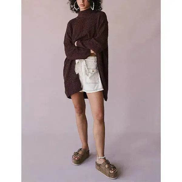 Stylish Cashmere Pullover Front Split Winter Tunic tops for Women - EX-STOCK Canada