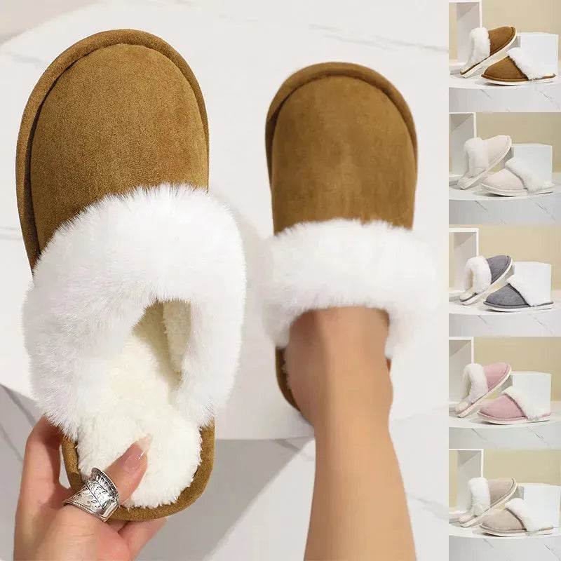 Winter Warm Plush Slippers Home Indoor Non-slip Bedroom Floor Soft Fuzzy Slipper For Couple Fashion Solid House Shoes - EX-STOCK Canada