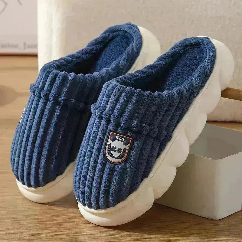 Chaussures de chambre à coucher en velours côtelé d'hiver Chaussures en peluche de chambre à coucher couleurs solides couleurs non glissantes pour femmes hommes