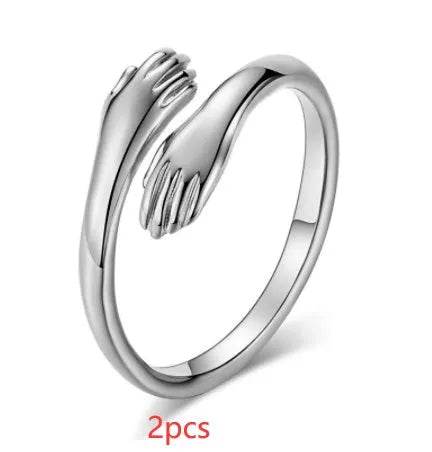 Alloy Simple Hands Hug Ring Opening Adjustable Jewelry - EX-STOCK Canada