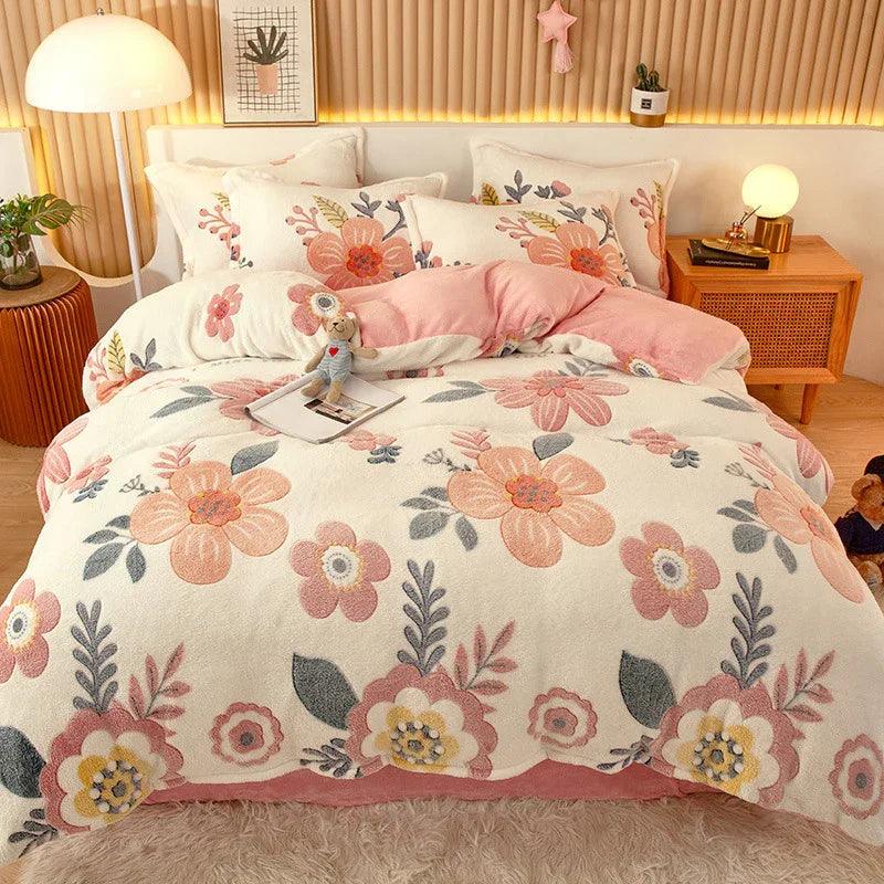Housse de couette en molleton de corail Drap Taie d'oreiller en flanelleEX-STOCK Canada