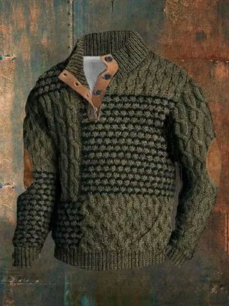 Half button Sweatshirt Men's Winter 3d Digital Printing Pullover Crew neck - EX-STOCK Canada