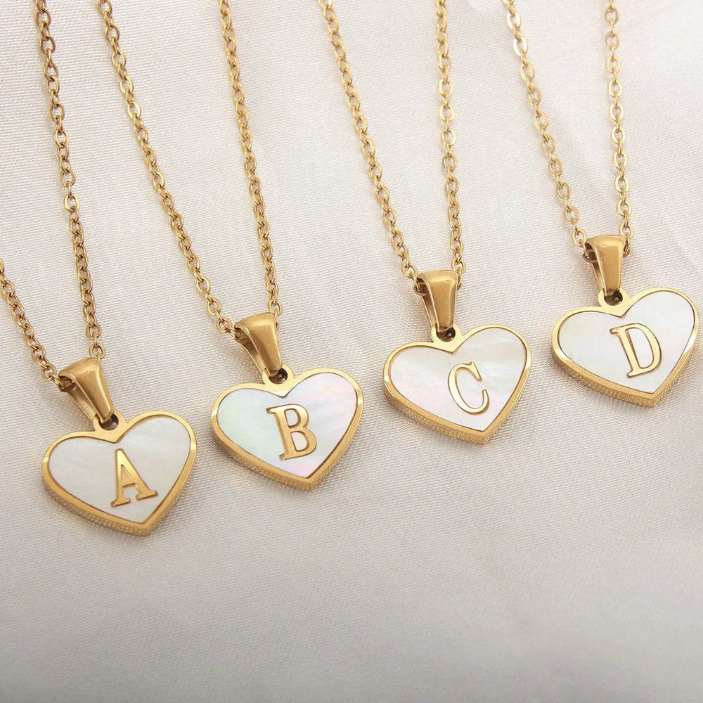 26 Letter Heart-shaped Necklace White Shell Love Clavicle Chain Fashion Personalized Necklace For Women Jewelry Valentine's Day - EX-STOCK Canada