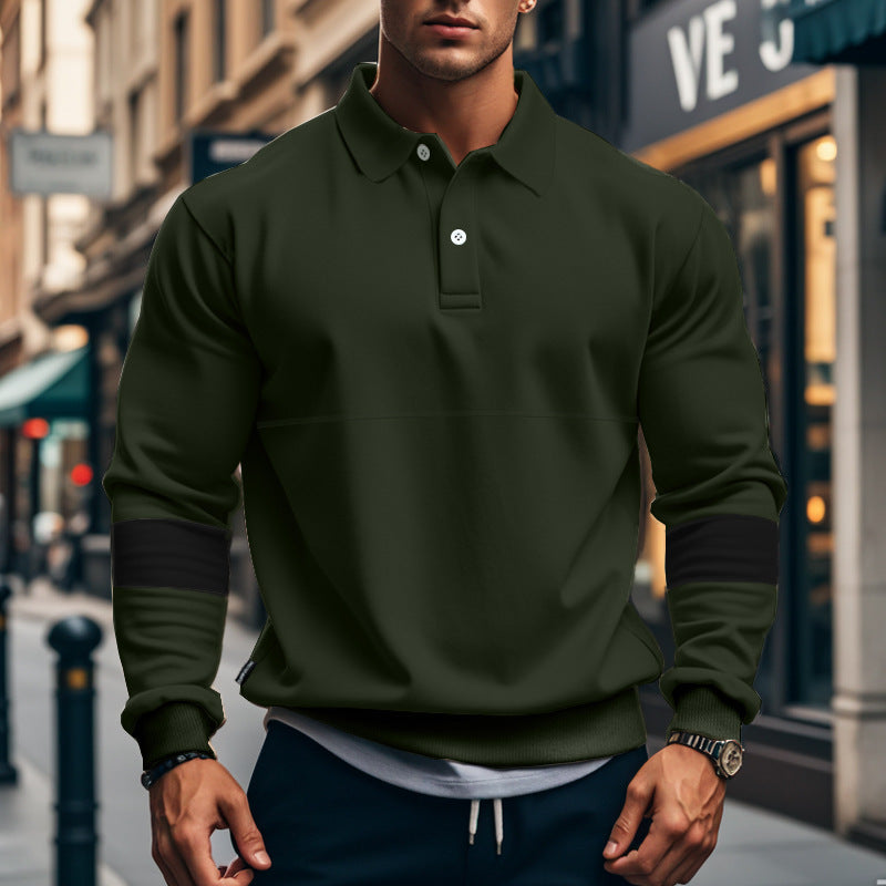 Fashion Long-sleeved Lapel Polo Shirt With Button Men's Loose Casual Sports Top Fall Spring Clothing EX-STOCK Canada