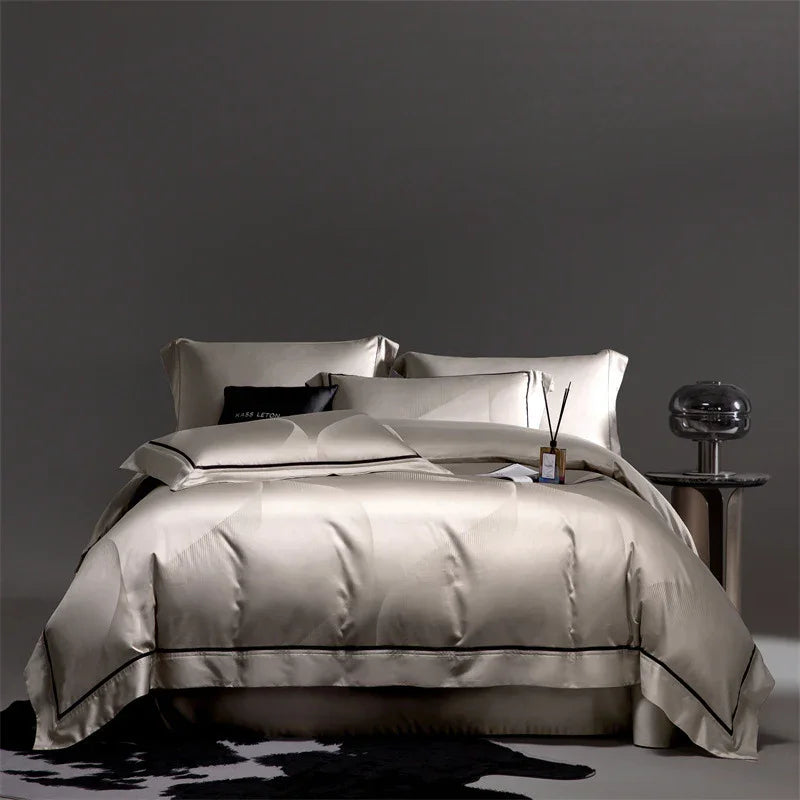 set di biancheria da letto di lusso - Set in Cotone Jacquard Horse a Quattro Pezzi - Lenzuolo e Copripiumino in CotoneEX-STOCK Canada