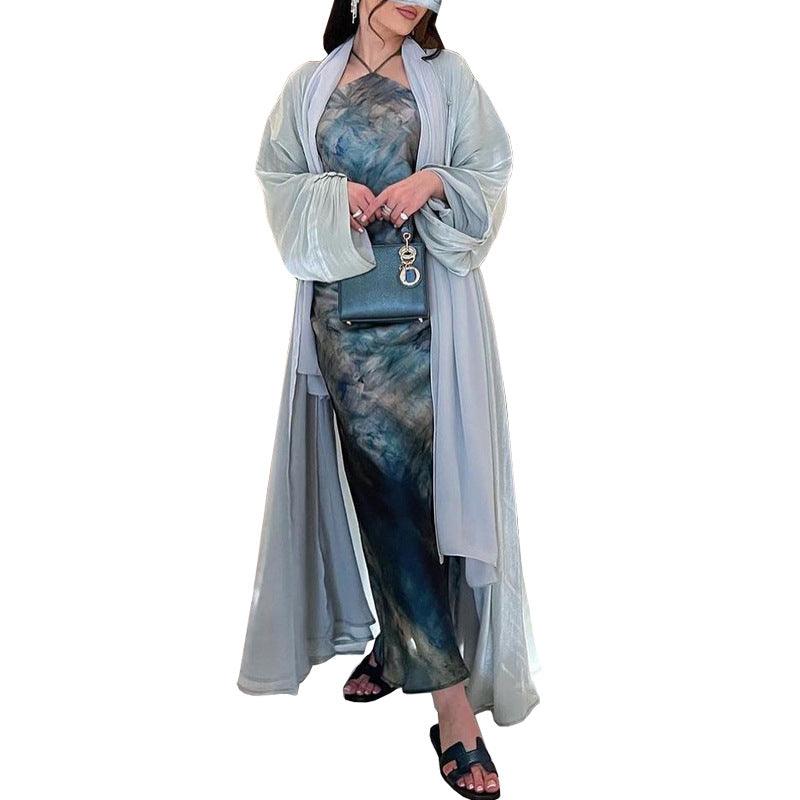 Robe musulmane Dubaï Vêtement extérieur Robe en soie brillante - EX-STOCK Canada