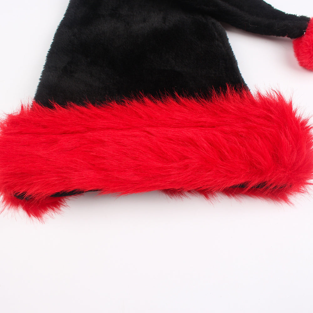 Black Christmas Hat Halloween Plush Hat Thickened Plus-sized Christmas Hat EX-STOCK Canada