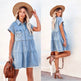 Casual Fashion Denim Short Sleeve loose mini Dress - EX-STOCK Canada