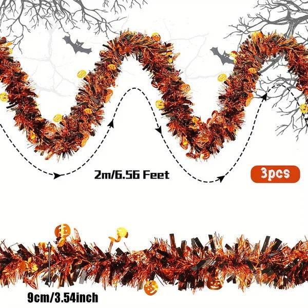 3Pack 6.56 Ft Halloween Tinsel Garland With Pumpkin Sequins Orange Black Mixed Colors Glitter Metallic Tinsel Decoration Twisted Garland For Halloween Thanksgiving Trick Or Treat Fall Party Supplies - EX-STOCK Canada