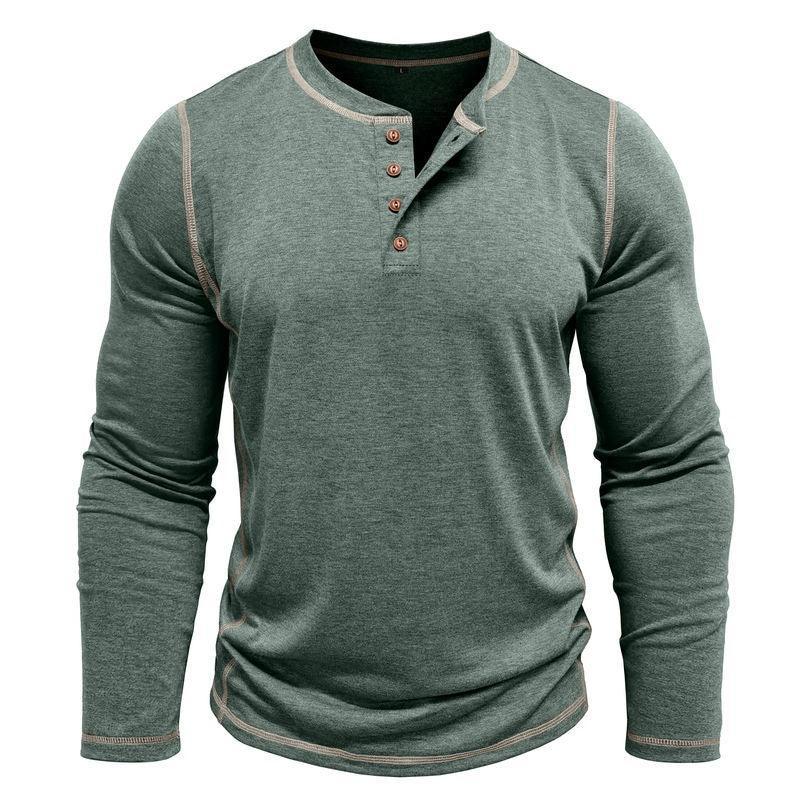 European And American Men's Henley Shirt With Four-button Top EX-STOCK Canada