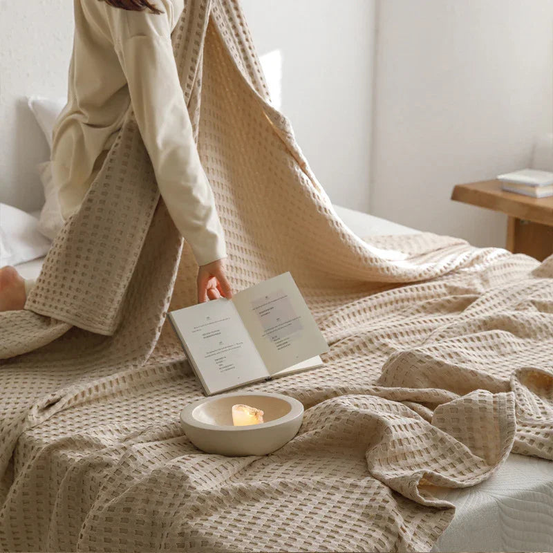 Waffle Cotton Yarn Air Conditioner Summer Cooling Duvet Solid Color Dormitory Comforter EX-STOCK Canada