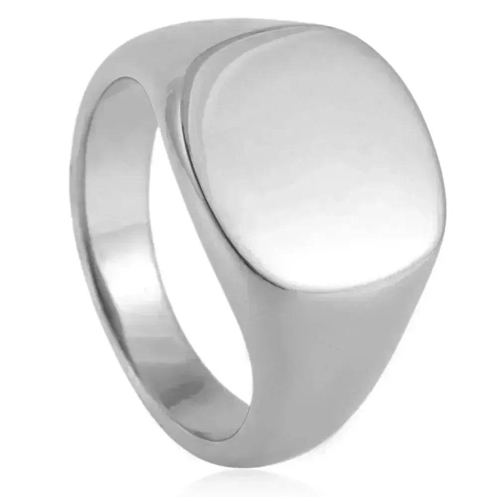 European And American Style Minimalist Titanium Steel Smooth Seal Ring for Men and Women - EX-STOCK Canada