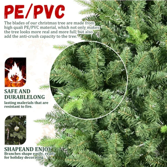 Artificial 6ft Green Christmas Tree With 1339PVC Hard Needle Mixed Branch Tips EX-STOCK Canada