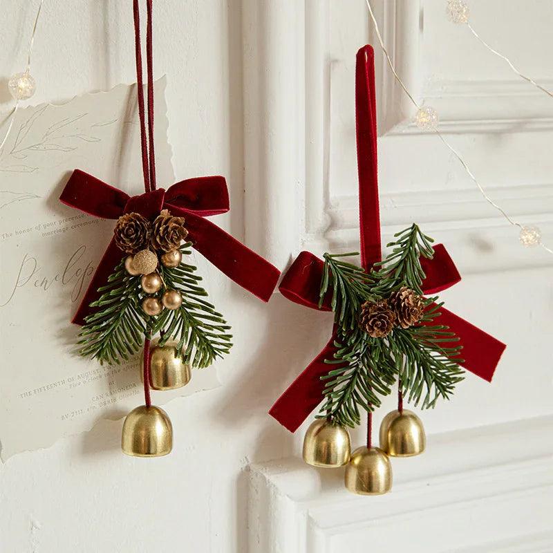 Christmas Little Bell Shape Velvet Bow Small Hanging Piece EX-STOCK Canada
