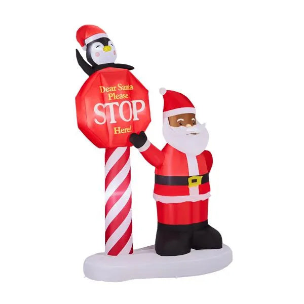 8.2FT Lighted Christmas Inflatable Decoration, Inflatable Black Santa & Road Sign, Funny Blow Up Yard Decorations With Built-in LED Lights For Holiday Party Front Yard Lawn Garden Decor EX-STOCK Canada
