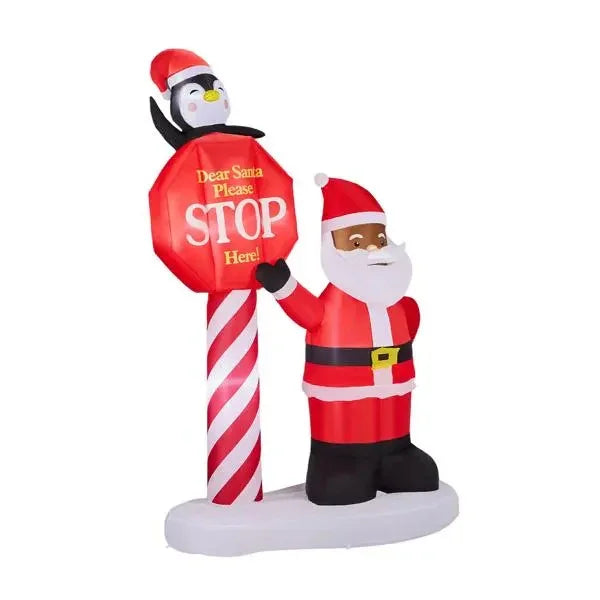 8.2FT Lighted Christmas Inflatable Decoration, Inflatable Black Santa & Road Sign, Funny Blow Up Yard Decorations With Built-in LED Lights For Holiday Party Front Yard Lawn Garden Decor EX-STOCK Canada