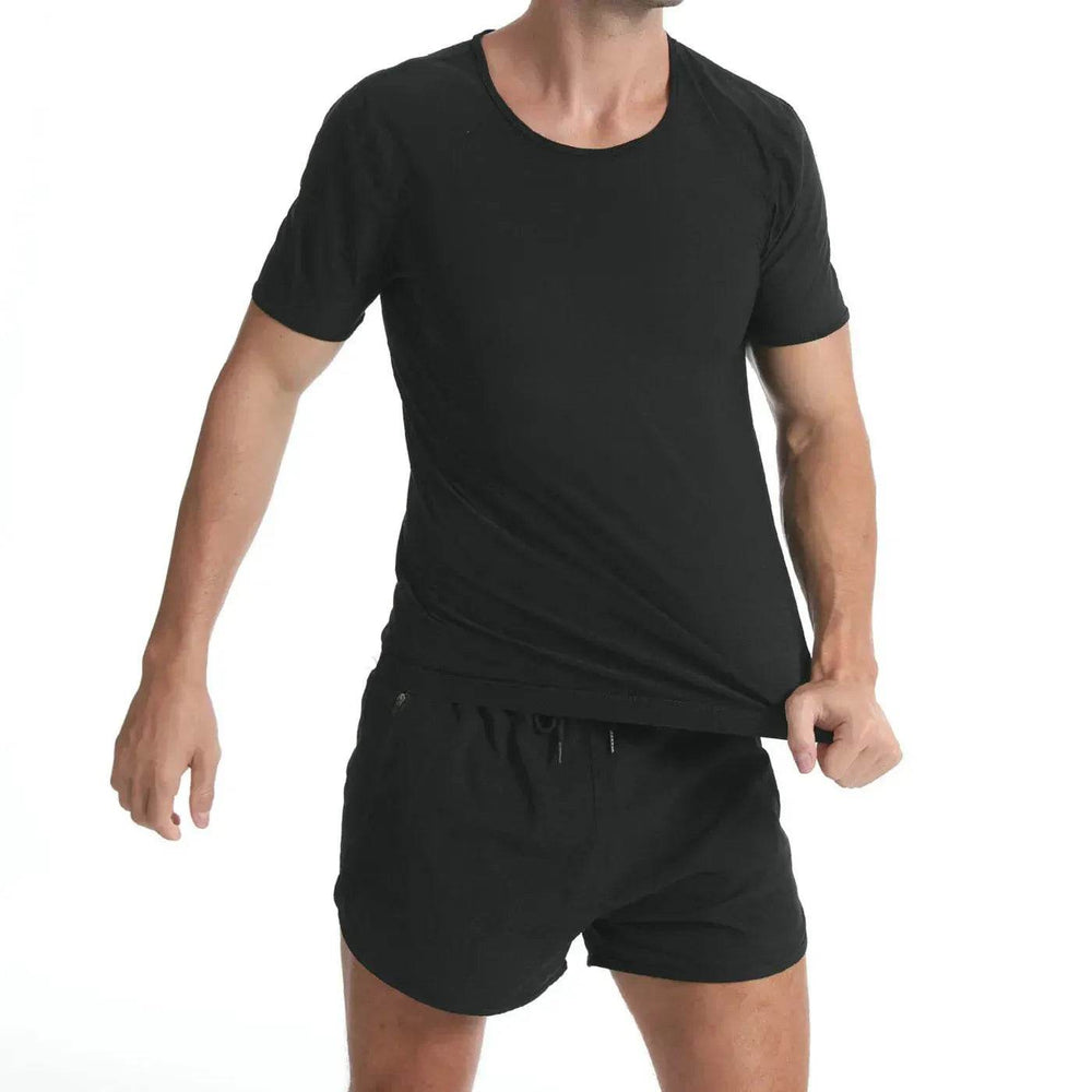 Plain Black Mens Yoga Tank top Short sleeve Workout shirts - EX-STOCK Canada