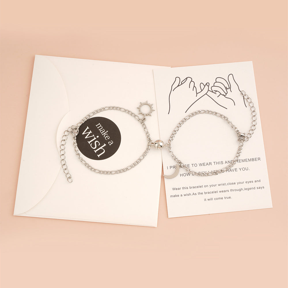 Stainless Steel Sun Moon Ball Magnetic Attachment Couple Bracelet - EX-STOCK Canada