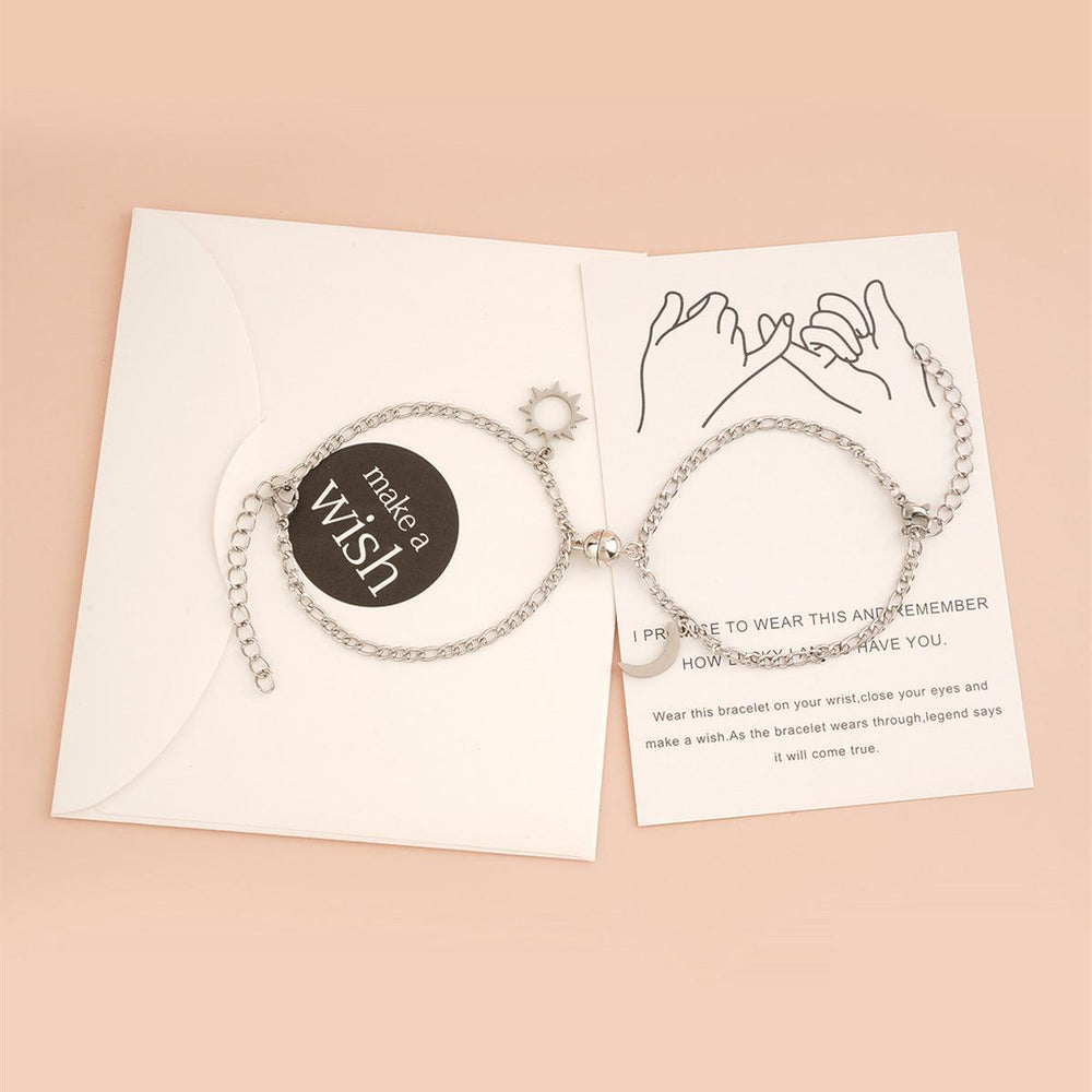 Edelstahl Sonne Mond Kugel Magnetische Befestigung Paar Armband - EX-STOCK Canada
