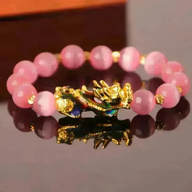 3D Gold Plated PiXiu Crystal Beaded Bracelet - EX-STOCK CANADA
