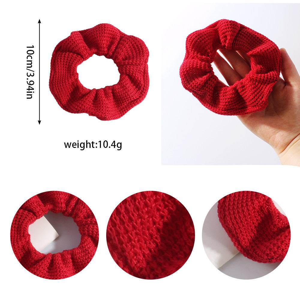 Women Knitted Red Velvet Hair Scrunchies Hair Accesories - EX-STOCK Canada