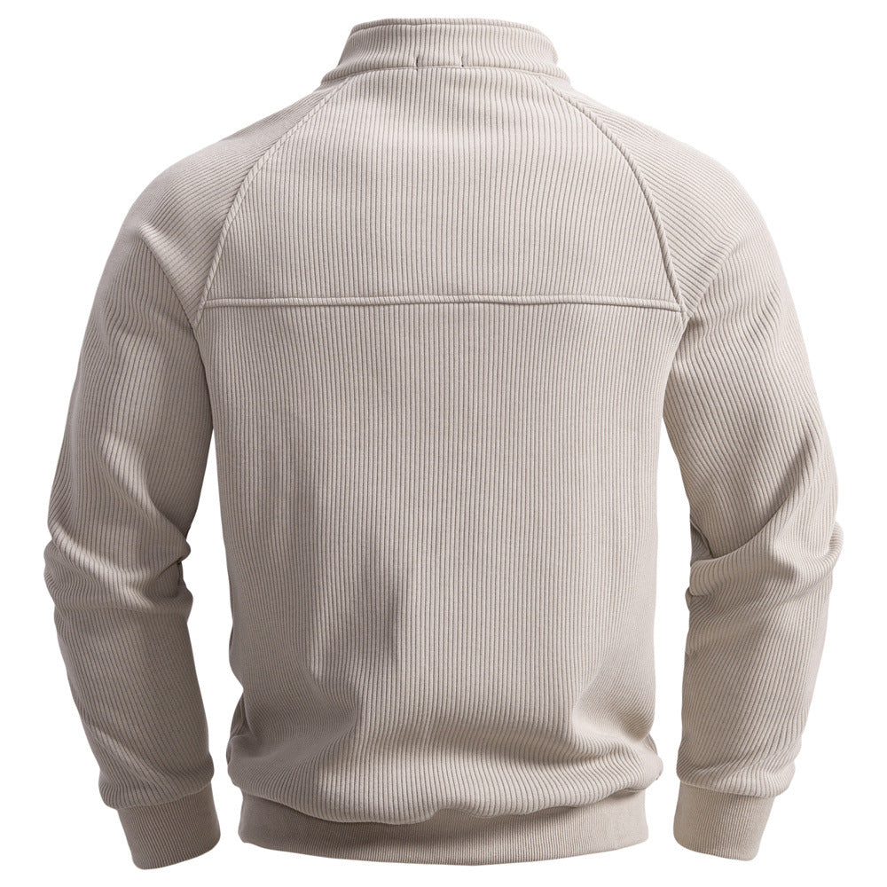 European And American Half Zipper Sweater Stand-up Collar All-match Fleece Men's Sweater Top EX-STOCK Canada