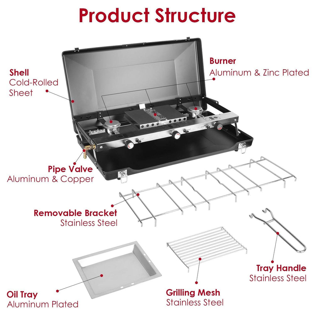 Portable 2 burner Gas Stove propane range camping gas outdoor stove burner - EX-STOCK Canada