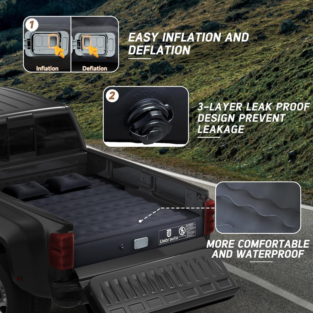 Truck Bed Air Mattress For 6.0-6.5ft Full-size Short Beds, Easily Inflates And Deflates With Built-In Rechargeable Air Pump Camping Bed Outdoor Mattress EX-STOCK