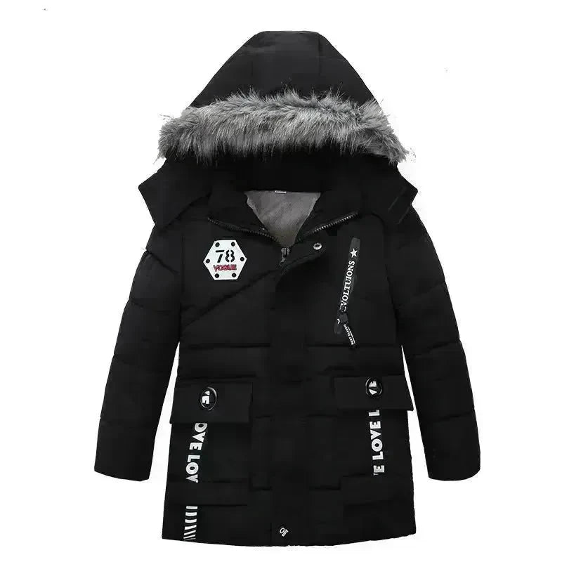 Fashion Boys Thicken Letter Print Hooded Cotton Jacket - EX-STOCK CANADA