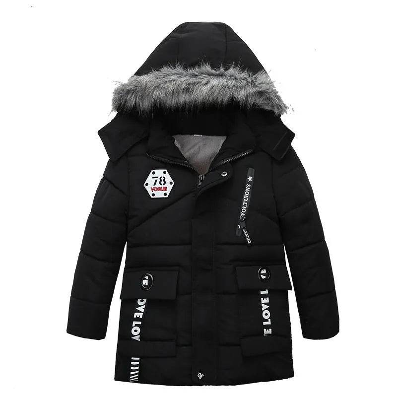 Fashion Boys Thicken Letter Print Hooded Cotton Jacket - EX-STOCK Canada
