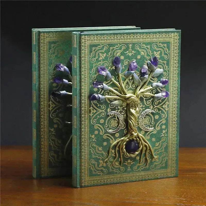 Simple Lucky Tree Pattern Personalized Creative Inlaid Natural Crystal Gem Journal Hard cover Note book - EX-STOCK Canada