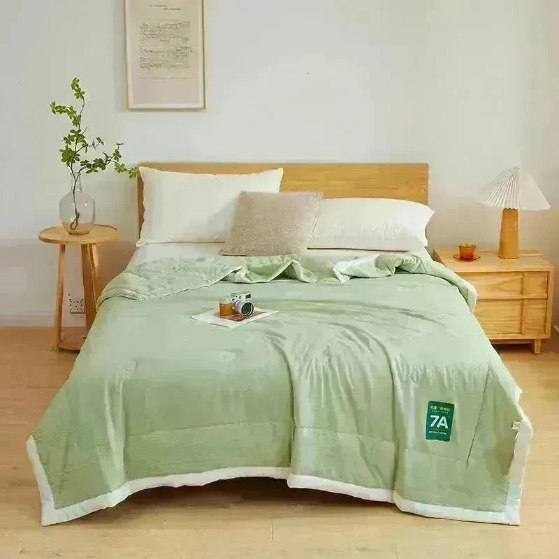 Washable Raw Cotton Summer Cooling Quilt Sage duvet cover - EX-STOCK CANADA