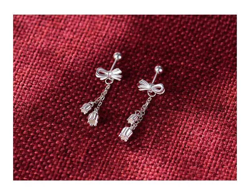 Silver Drop Earrings Tassel Bone Stud Earrings - EX-STOCK Canada