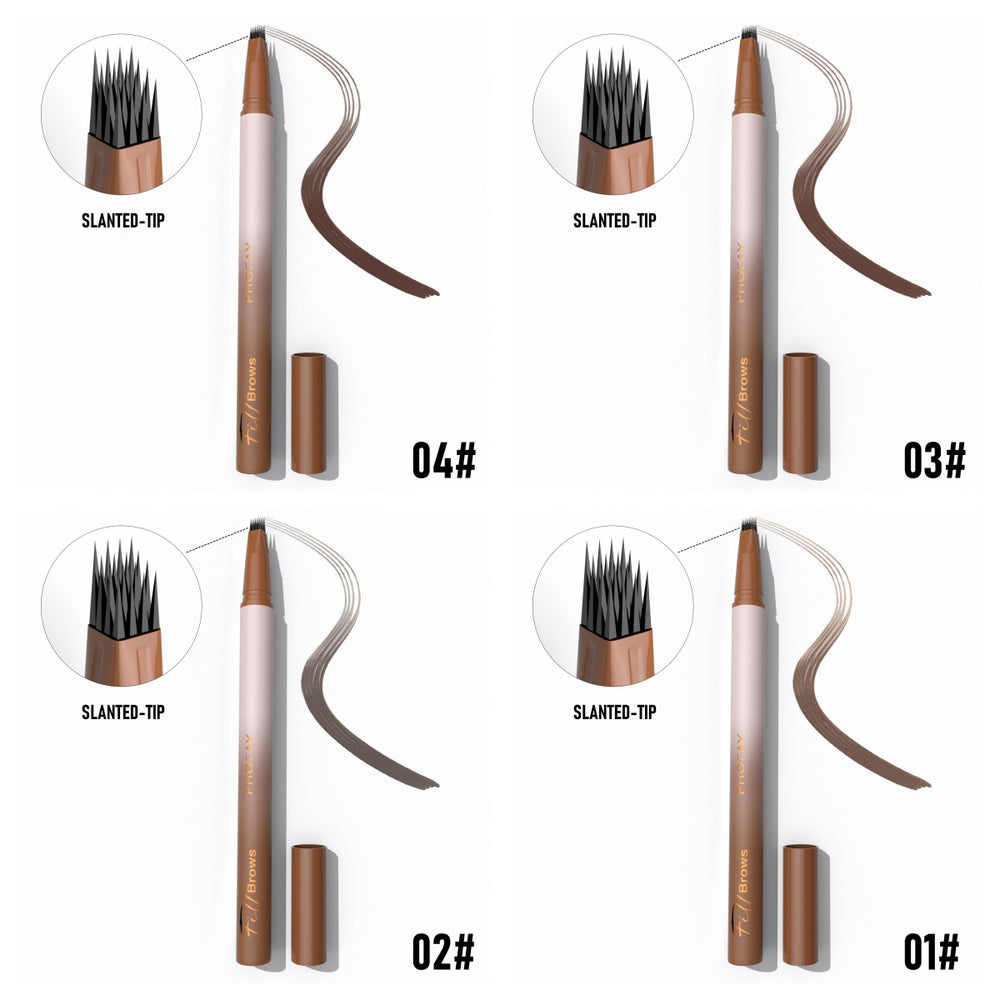 Eyebrow pencil with slanted tip and color options on a white background