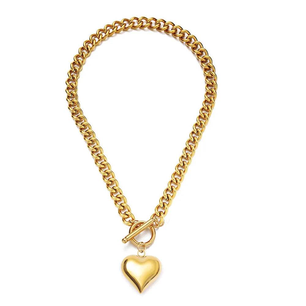 Personalized Punk Stainless Steel Peach Heart Pendant Hemp Flowers Valentine Necklace - EX-STOCK Canada