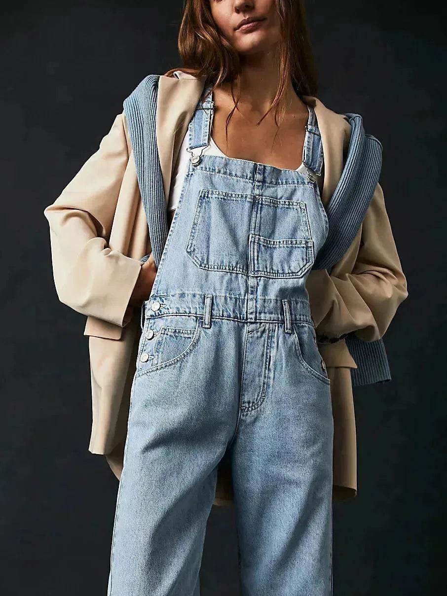 Casual Loose Denim Overalls Street Jeans Jumper Pant Denim Jumper for Women - EX-STOCK Canada