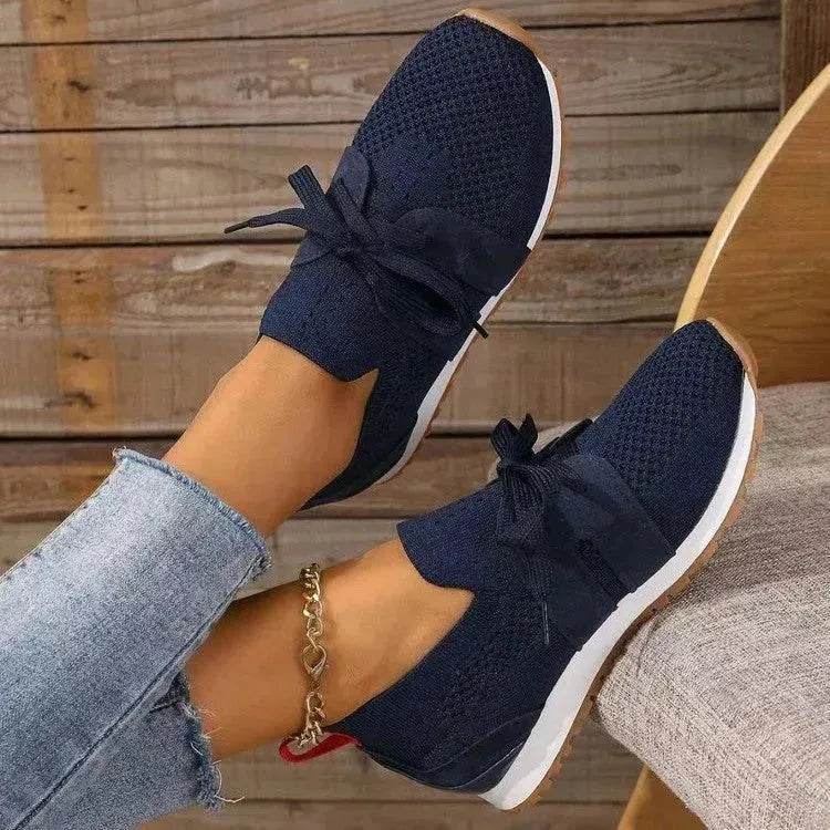 New Lace Up Mesh Flats Shoes For Women Breathable Casual Breathable Walking Wedges Sneaker Shoes for Women - EX-STOCK Canada