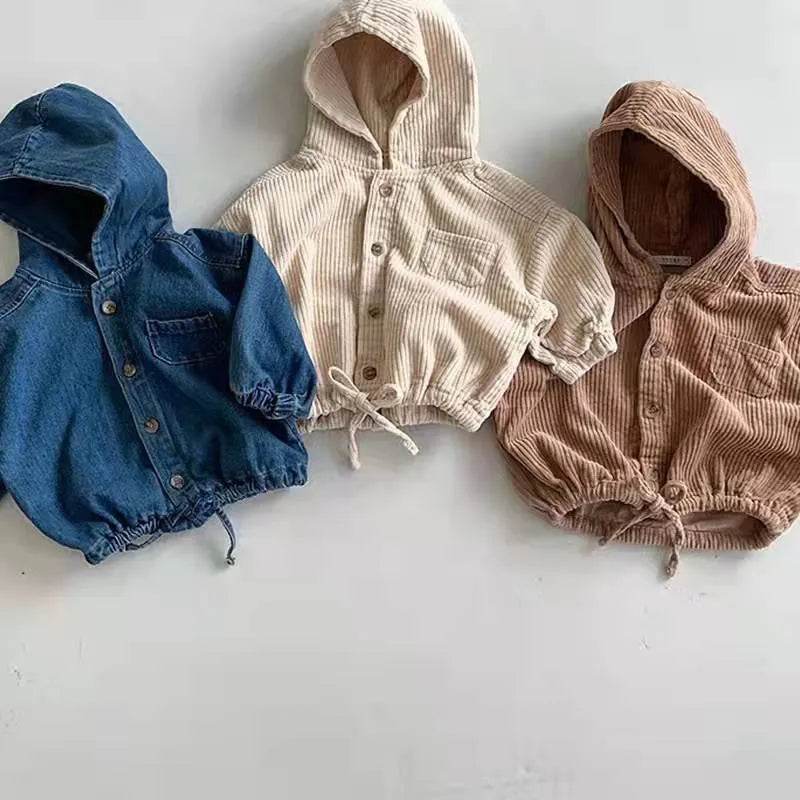Hooded Denim Corduroy Casual Jacket - EX-STOCK Canada