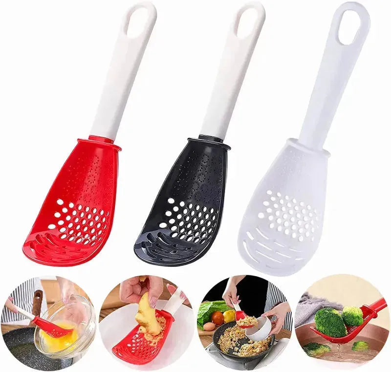 Cuisine à fentes multifonctionnelles Cuisine Cuisine Cuisine Pointure Auxiliaire Aliment Gingembre Aimlique Presse Potatoe Stirage Spatule Gadget Kitchen