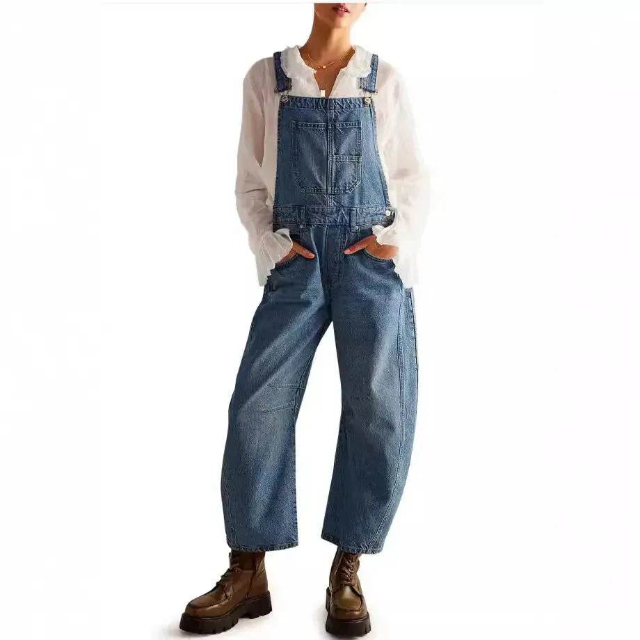 Casual Loose Denim Overalls Street Jeans Jumper Pant Denim Jumper for Women - EX-STOCK Canada