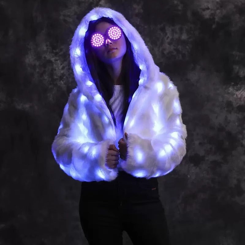 Women's LED light-up faux-fur party coat | EX-STOCK Canada product gallery image 4
