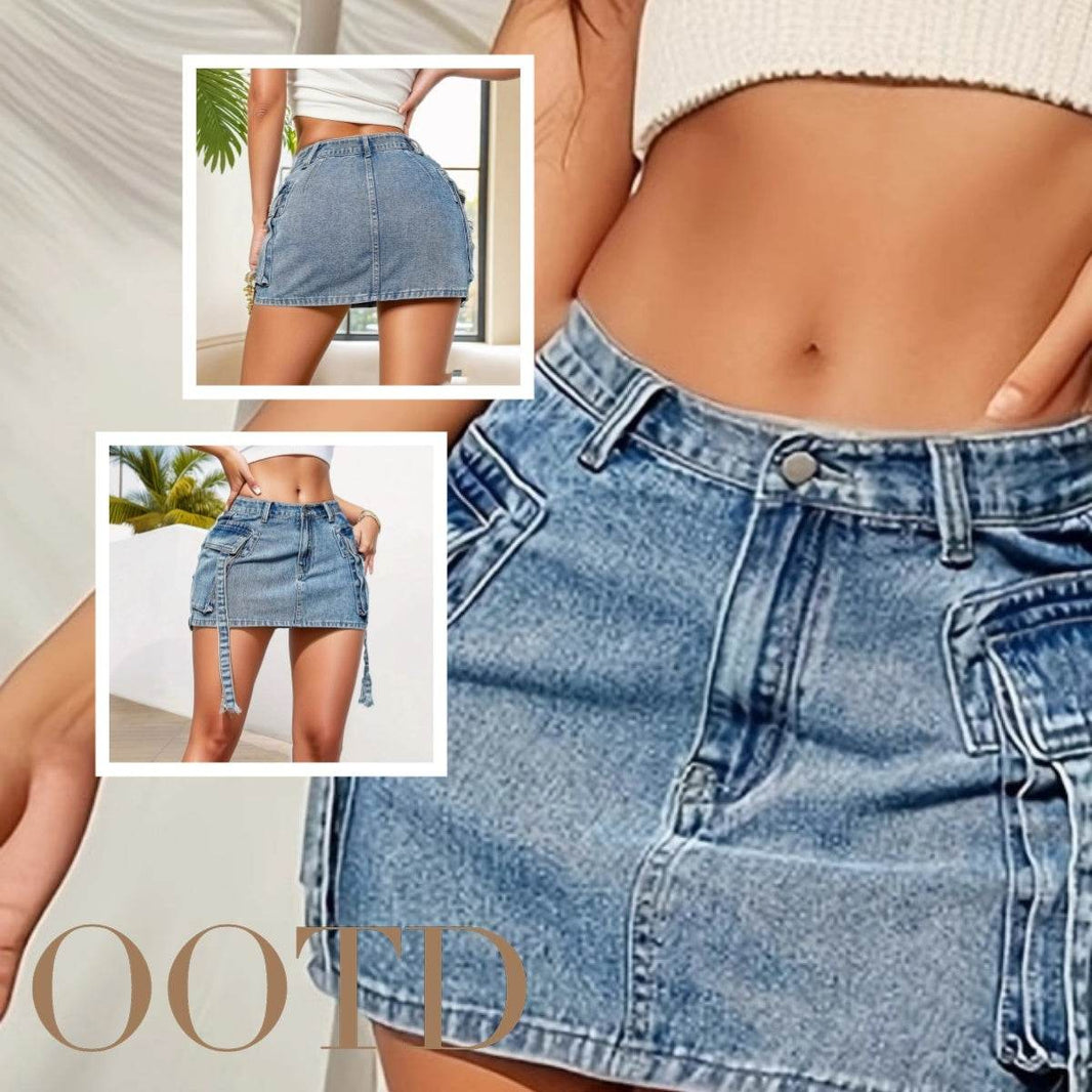 Women's Fashion Y2k Denim Mini Skirt Low Rise Cargo Pencil Short Jeans skirt Vintage Girls Party Skirt Female Club Streetwear - EX-STOCK Canada