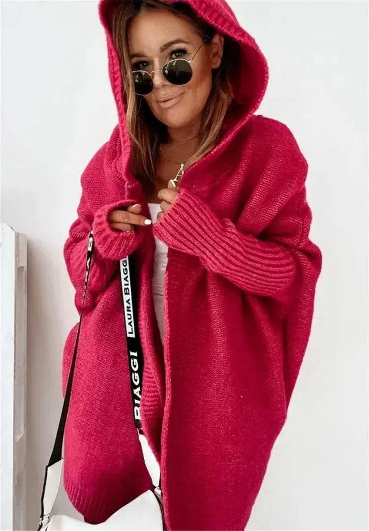 Oversized Head cover Knitted Long Kimono Cashmere Cardigan for Women - EX-STOCK Canada