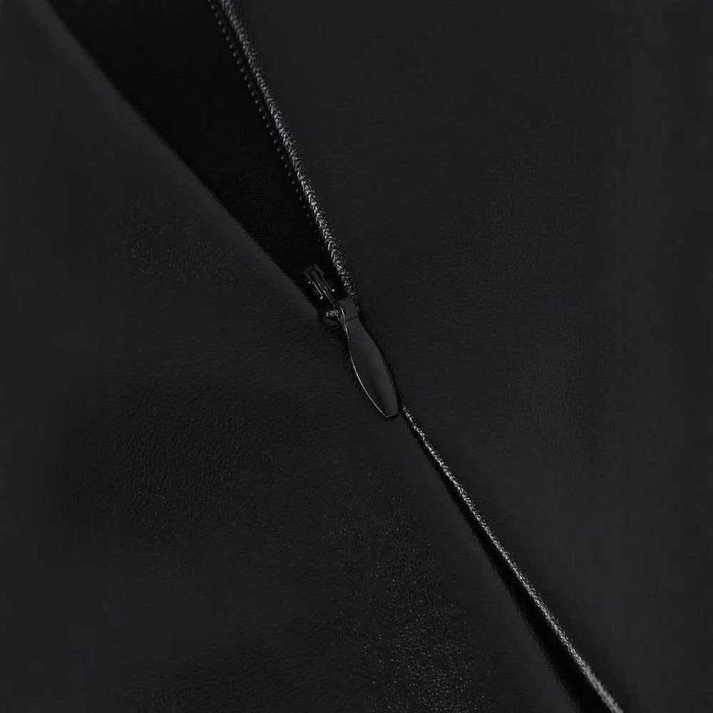 Front Split Leather Skirt Formal Office Work High Waist Sheath midi black Skirt - EX-STOCK Canada