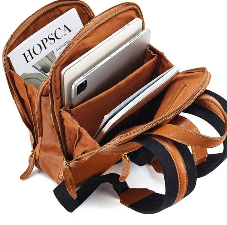 Multi-laminated Retro Genuine Leather Backpack - EX-STOCK Canada